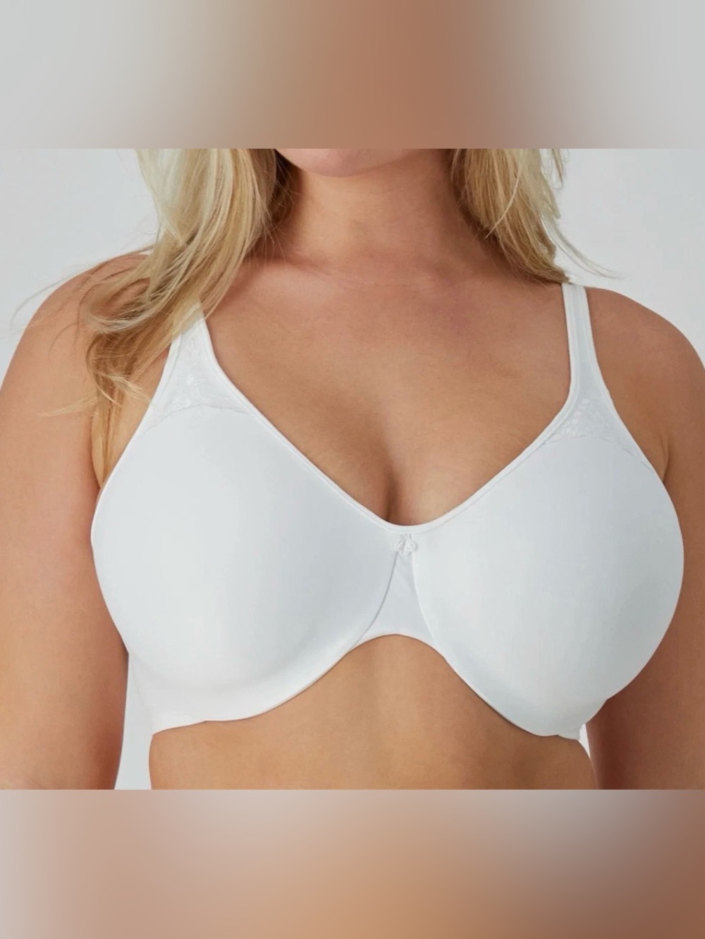 Bali NWT Smoothing Underwire Minimizer Bra White Lace Size 42D Back Closure